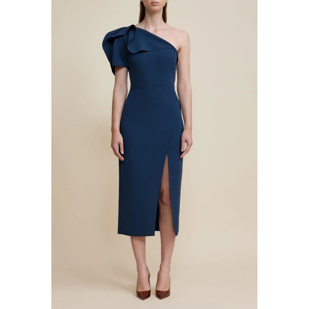 NWT Acler‎ Rogeron Midi Dress in Sea Blue Size 10 Cocktail Wedding Guest Luxe